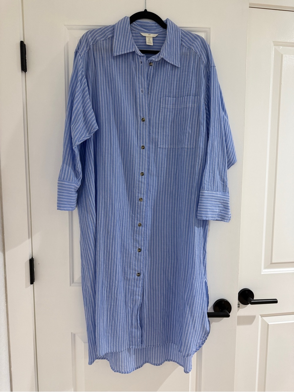 H&M Light Blue Striped Oversized Dress